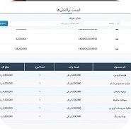 صفحه فهرست تراکنش‌ها در نرم‌افزار پوزیتو